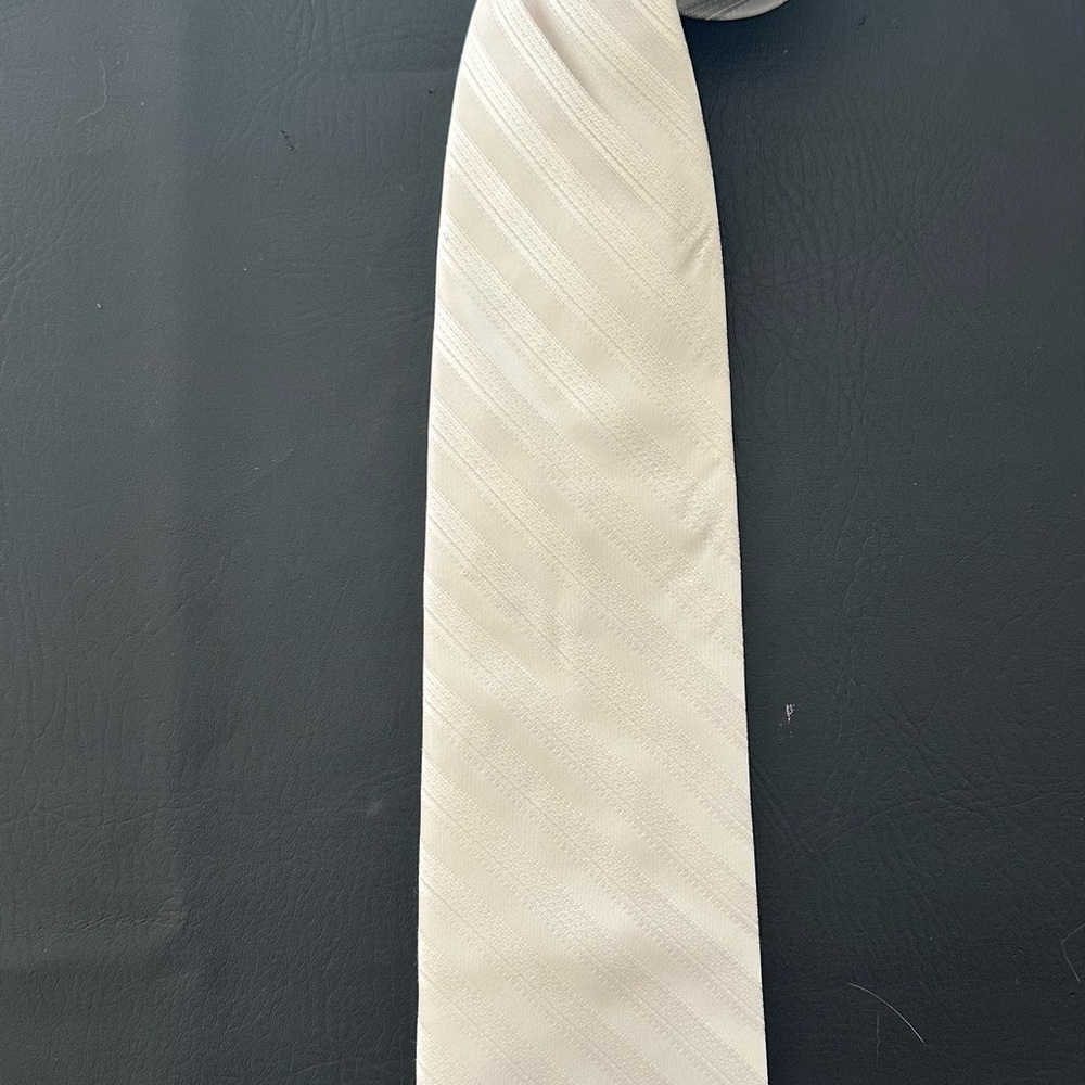 Pierre Cardin Mens Necktie 100% Silk Cream Color 59"x3.75" Power Tie